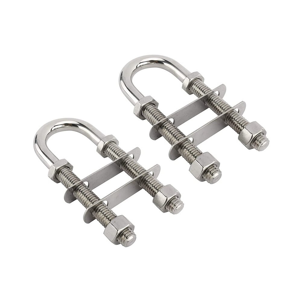 2-Pack Dia Stainless Steel Marine Boat Stern Eye Tie Down U Bolt, Adjustable Nuts 4712133603459