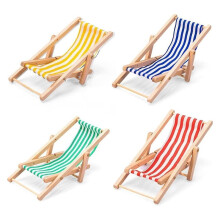 4pcs Furniture Accessories, Wooden Beach Chairs (Red, , Yellow, Green),Miniature Model,Suitable for DIY