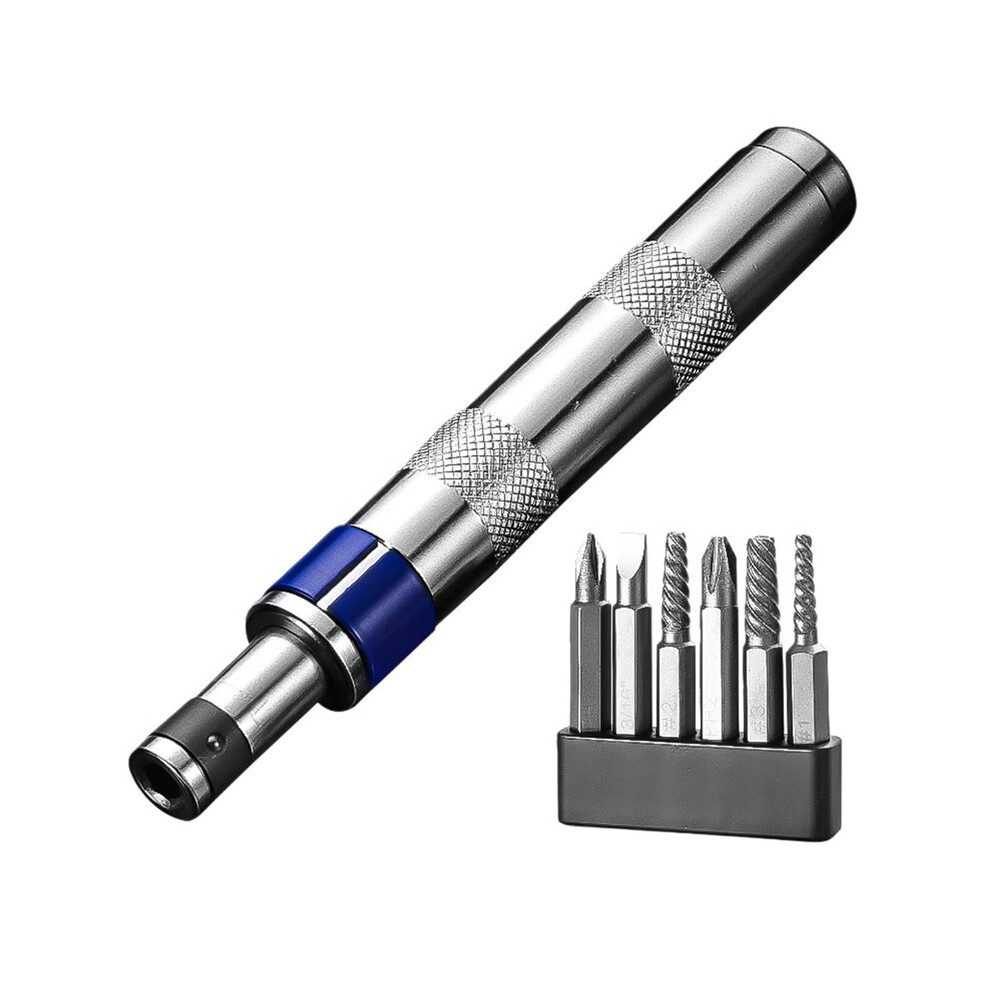 Saudism 6 In 1 Impact Screwdriver Set Impact Drive Rusted Stuck Broken Fasteners Remover Screwdriver Set Interchangeable Bits