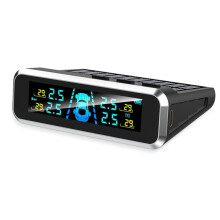 Sistema Monitoraggio Pressione Degli Pneumatici per Auto (TPMS) con USB/Energia Solare, Monitoraggio Temperatura Degli Pneumatici, Display LCD