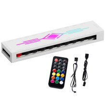 HA60 ARGB&FAN HUB X10 5V 3Pin + PWM 4Pin 2 In 1, Supporta M/B AURA SYNC, Induzione Musicale e Controllo Remoto IR B
