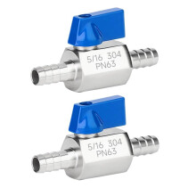 Vanne à Bille à Embout Cannelé 5/16",  Vanne D'Arrêt en Acier Inoxydable 304, Vanne D'Arrêt pour Tuyau de Chauffage (2 Pièces)