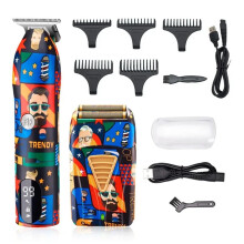 2in1 Barber Hair Trim Set Graffiti Coating Oil Carving Hair Clipper Bald Double Blades Reciprocating Men'S Shaver