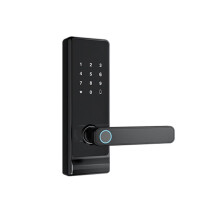 Indoor Password Fingerprint Remote Unlock Keycard Tamper Alarm Battery Powered Tuya Door Lock
