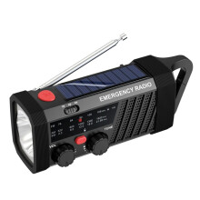 Solar Hand Crank Radio with SOS Alarm, AM/FM/SW & Flashlight. 2000mAh Battery Charging Emergency for Outdoor Survival