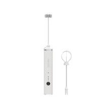 MHW-3BOMBER Mousseur à Lait Électrique à Double Tête, Portable, Rechargeable, pour Café, Latte et Cappuccino, Blanc