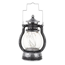 Tragbare Vintage-Handlaterne mit Warmem Licht und Batterie für die Dekoration Von Hausbar und Szene, Silberfarben