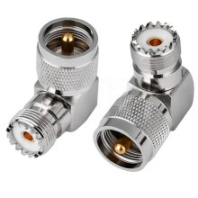 2 Connecteurs PL259 Vers SO239 UHF Mâle/Femelle SL16 PL-259 Coudés à 90 pour Câble Coaxial UHF Mâle Vers UHF Femelle