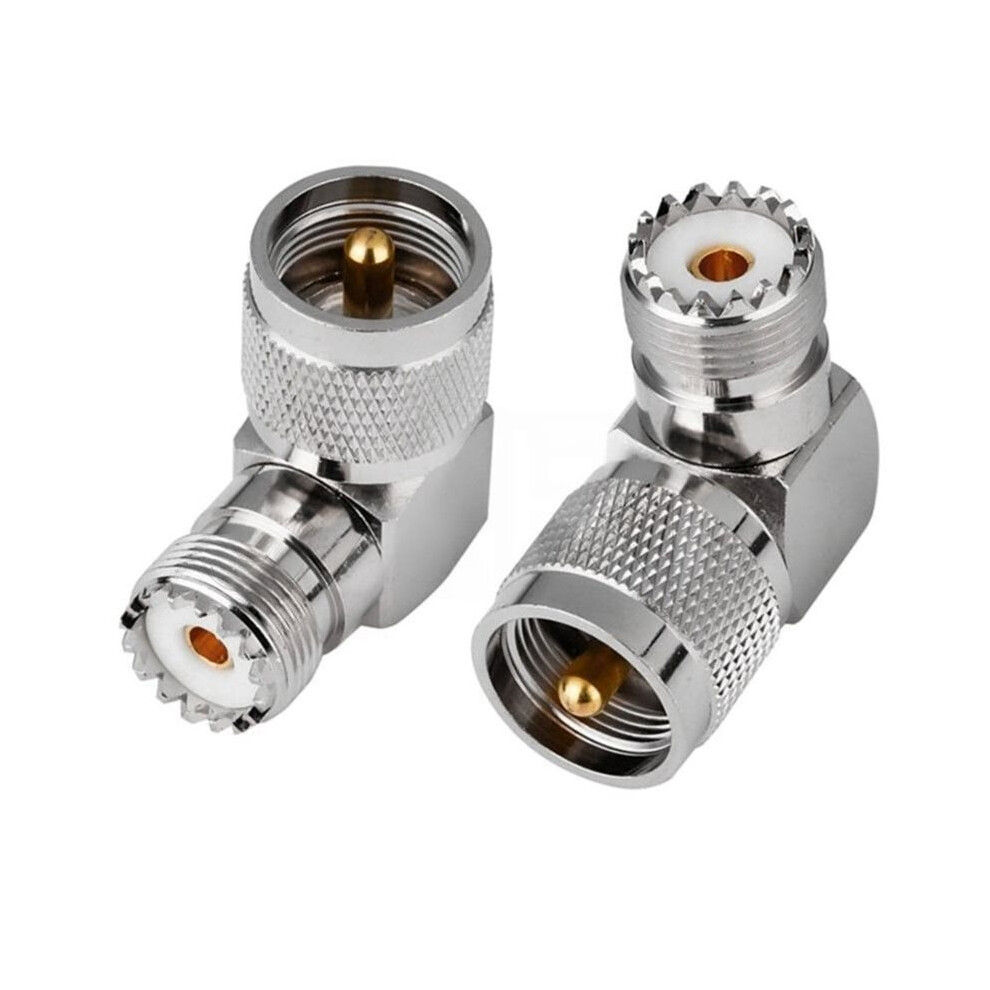 2Pcs Pl259 To So239 Uhf Male Female Connector Sl16 Pl-259 90 Degree Right Angle Uhf Male To Uhf Female Coax 4712108104554