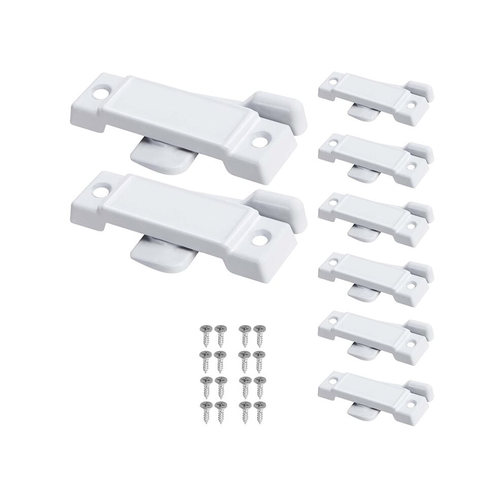 8-Pack White Window Sash Locks With Screws - 2-1/4'' Mounting Hole Centers For Vertical Sliding Window 6032751605429