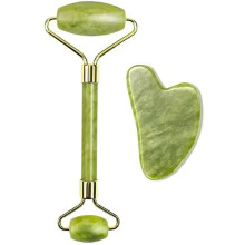 Rouleau de Jade Naturel pour le Visage, Massage Gua Sha en Pierre Naturelle pour le Corps et la Nuque, Acupression, Soins des Yeux, Outils de Massage