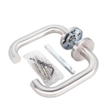 Stainless Steel Round Tube Double Bend Split Interior Door Lock Handle Exterior Fire Door