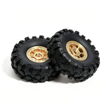 4 Stück 0,7"-Räder mit Messingnaben, Reifen und Gegengewichtssatz für 1/30 SCX30 RC-Car-Upgrade-Teile mit Messingfelgen