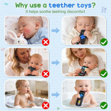 Babybijtspeelgoed 3-6 Maanden, Siliconen Bijtspeeltje met Telefoon en Afstandsbediening, Sensorisch Kauwspeelgoed, Verlichting Bij Doorkomende Tandjes