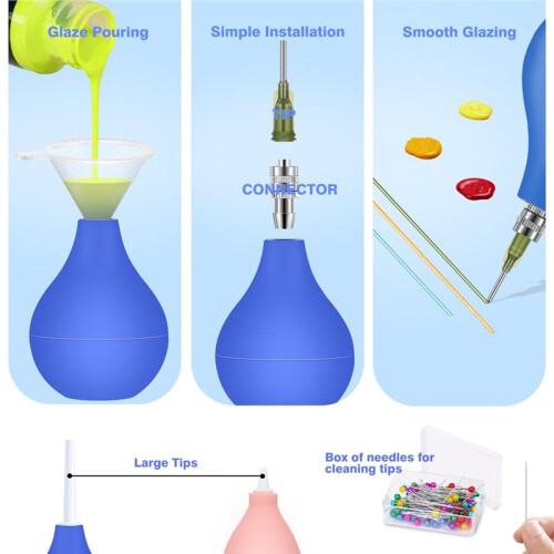 Pottery Tools Ceramic Precisious Applicators, Ceramic Glaze Squeeze Bottle Tools for Pottery Art Decoration Kit 2