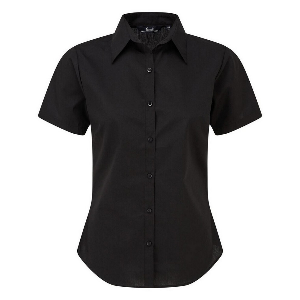 Premier (28, ) Short Sleeve Poplin Blouse / Plain Work Shirt Black