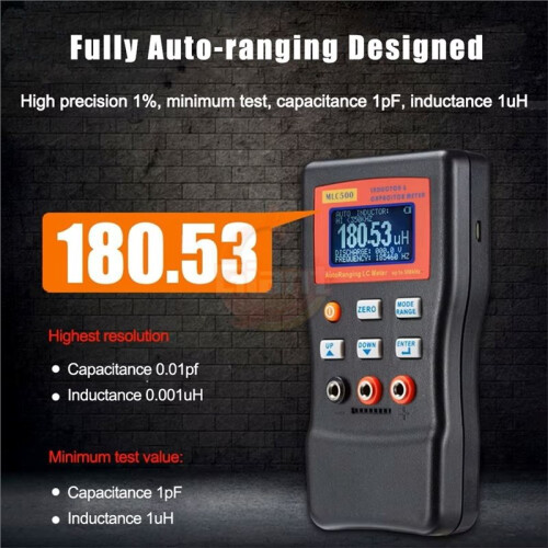MLC500 Accuracy Digital Capacitance Inductance Meter Auto Range Component Tester Digital Bridge LC Meter 500kHz 2
