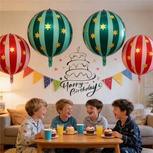 Conjunto de 8 Balões Metalizados de 22 Polegadas com Tema de Circo e Carnaval para Decoração de Festas Temáticas de Carnaval e Circo. 2