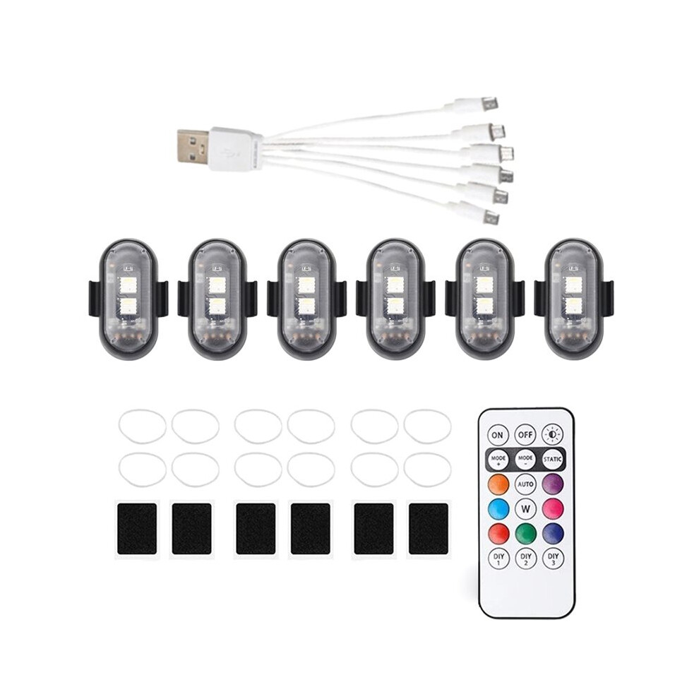 6Pcs Wireless Led Strobe For Drone Helicopters Motorcycle Remote Control Warning Indicator Usb Charge Light 6031940106327