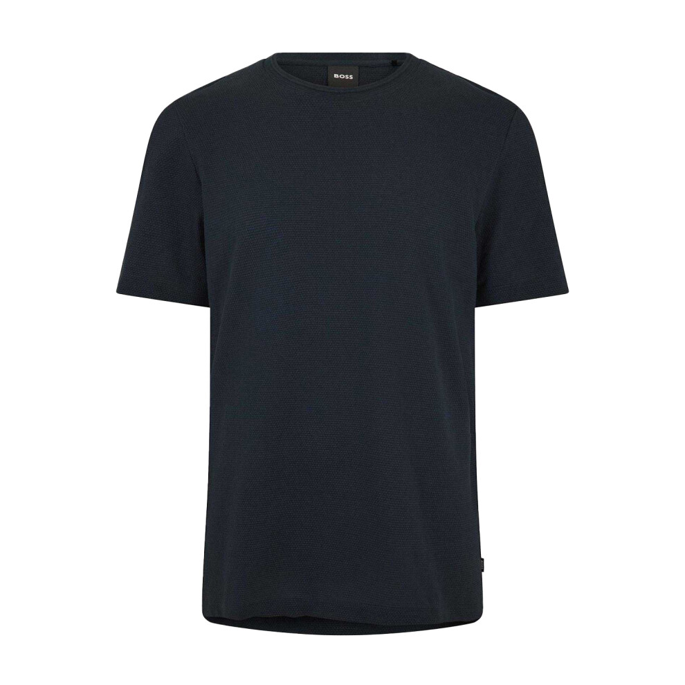 Hugo Boss (S, Dark ) Mens Boss Cotton Regular T-Shirt Blue