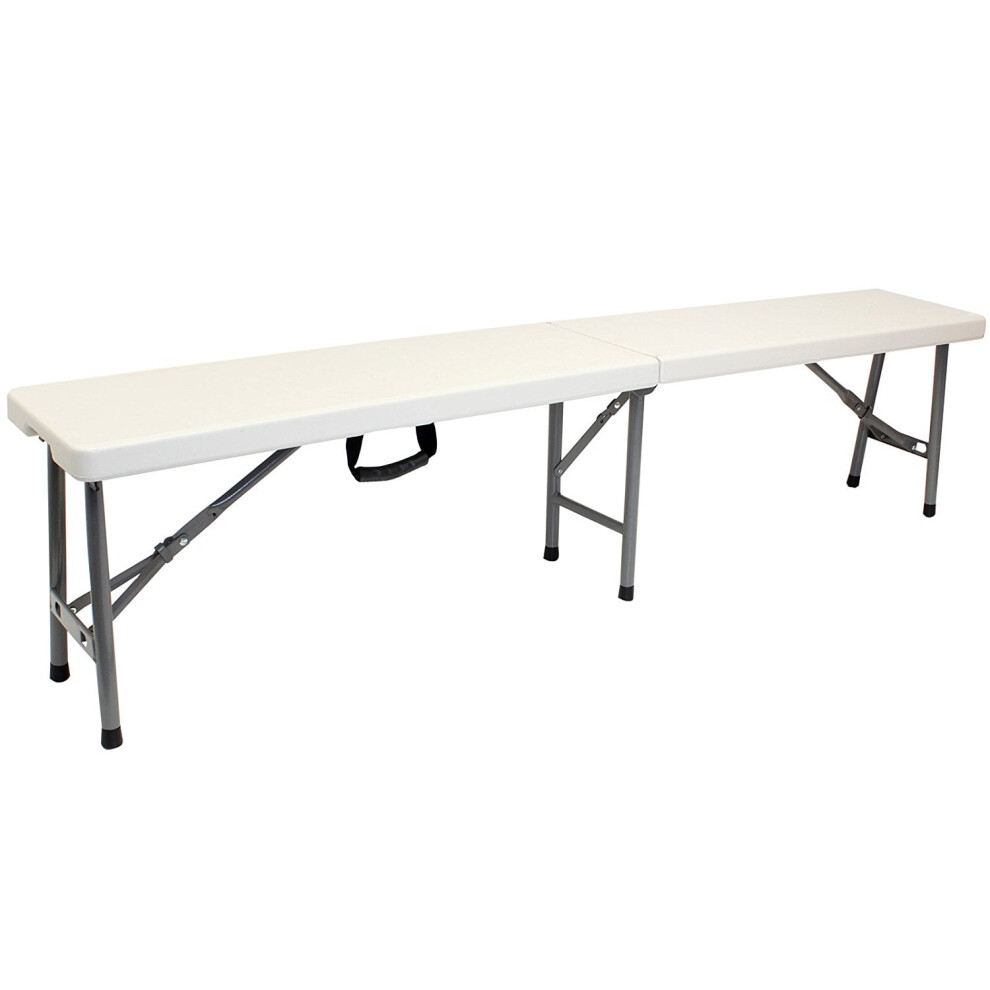 Oypla 6Ft 1.8M Folding Heavy Duty Outdoor 4 Person Trestle Bench Chair White