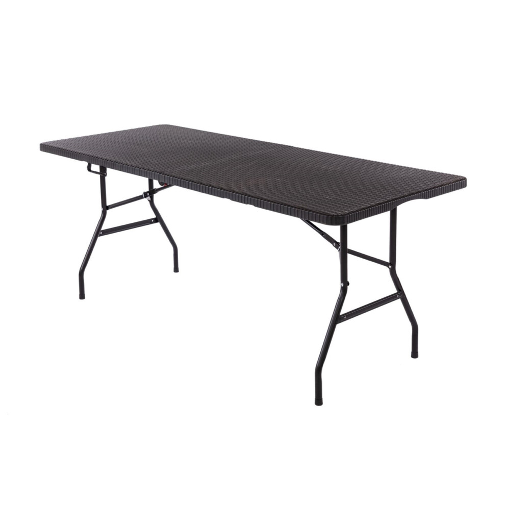 Oypla Heavy Duty Folding Catering Garden Trestle Table - 6Ft, Rattan Brown