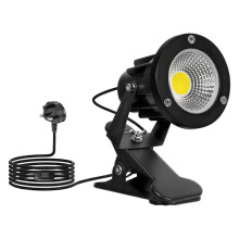 Faretto LED da 7W con Clip, Interruttore /Off, Cavo da 2 M per Uso Interno Ed Esterno, Spina UK.