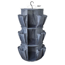 (Dark Grey) Round Layer 3 Shoe Storage Hanging Bag Oxford Fabric Hanging Organizer Closet