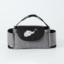 (Elephant Gray)Kinderwagen Hängetasche mit Elefant Bär Stickerei Design Essentials für