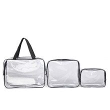 Ensemble de 3 trousses de toilette de voyage pour femmes et hommes, trousse de toilette transparente, trousse de rangement pour maquillage - NOIR