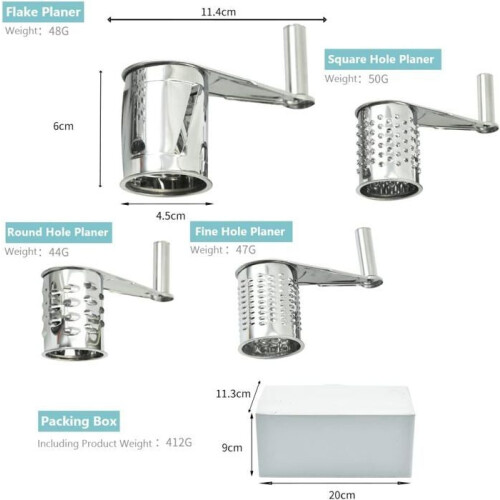 Râpe à fromage 4 en 1 - Râpe de cuisine multifonctionnelle rotative en acier inoxydable 1