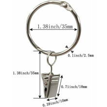 Anneaux de rideaux - YYV - Lot de 40 - Métal - Diamètre intérieur 40 mm - Clips inclus
