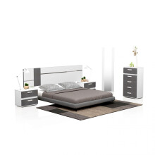 Dormitorio compuesto por 5 piezas en blanco y grafito Ataneq Air 5C