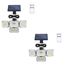 Lampes Solaires Extérieures 333 LED 2800 Lm avec Détecteur de Mouvement et Télécommande, 4 Projecteurs IP65 (Lot de 2)