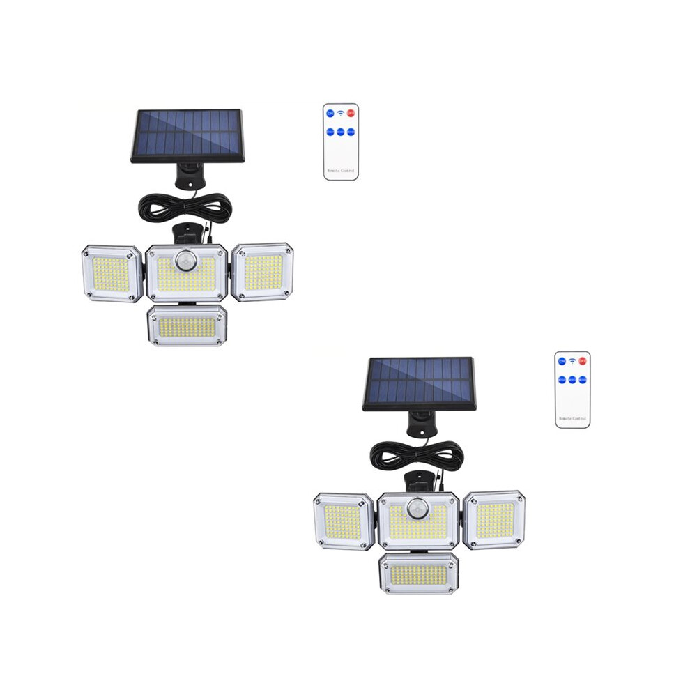 Solar Lights Outdoor 333Led 2800Lm Motion Sensor Security Lights With Remote, 4 Heads Ip65 Floodlights 2 Pack 6033509248073