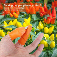 5X Garten Silikon Daumen Messer mit Finger Cots Daumen Messer Picker für FrüChte Vege-L