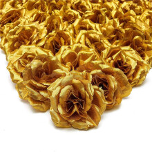 Flores Artificiales Cabezas de Flores de Rosas de Seda, 150 Piezas para Decoración de álbum de Ropa de Sombrero, Decoración de Boda (Oro)