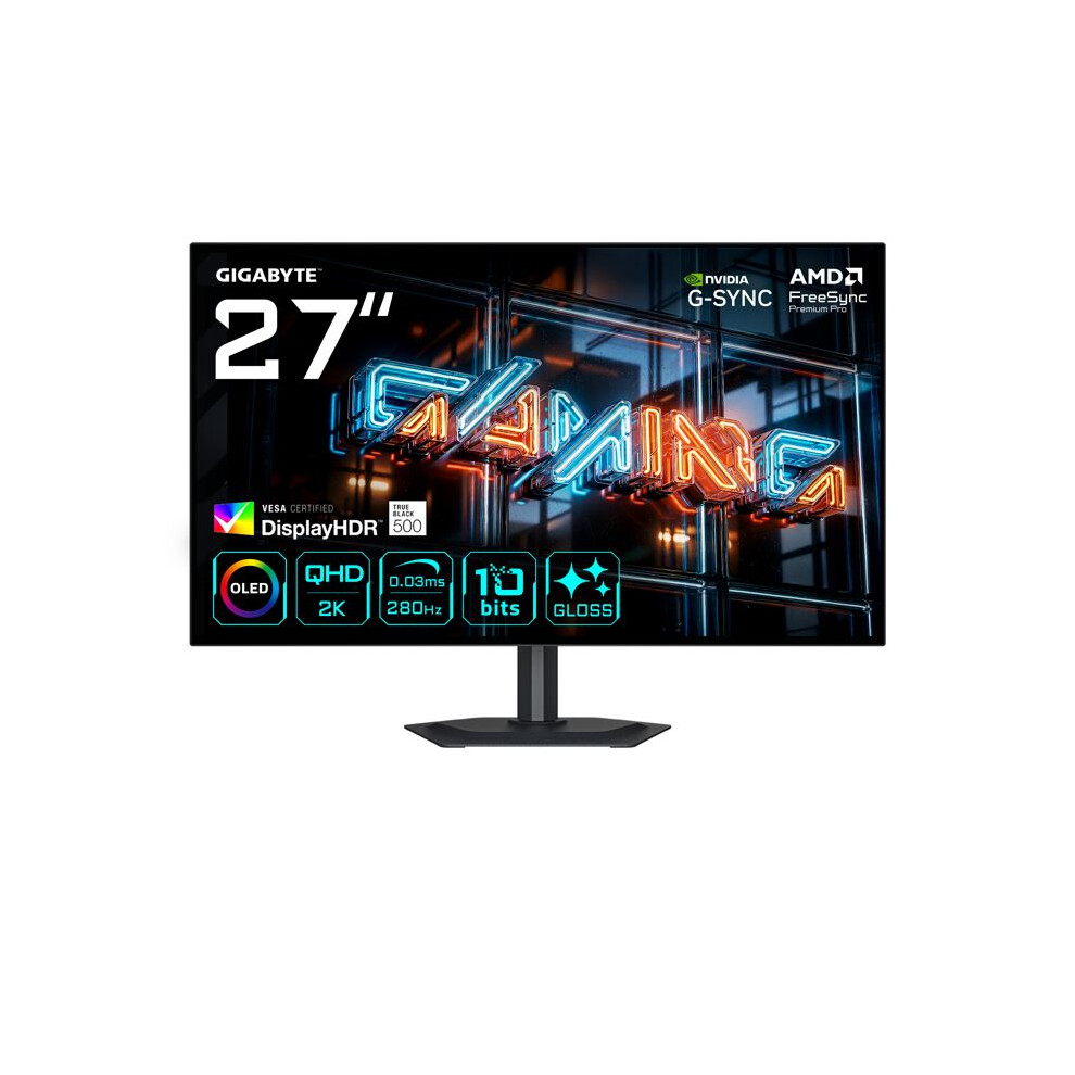 Gigabyte 27 Zoll Qhd Woled Gaming Monitor 280 Hz Dp/Hdmi/Usb-C 0,03Ms Schwarz Mo27q28gr - Bild 7