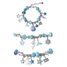 63-teiliges Geschenkset für Mädchen von 6 bis 12 Jahren, DIY-Perlenset für Armbänder, Schmuckbastelset für Kinder, Blau