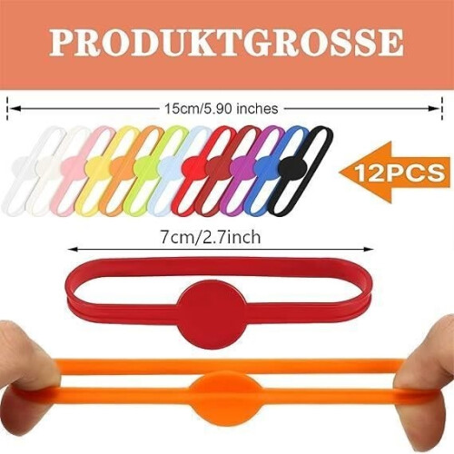 Glasmarker – Silikon – 12 Farben – Wiederverwendbar – Elastisch – Einfache Kennzeichnung 1