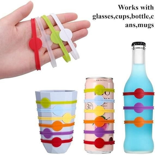 Glasmarker – Silikon – 12 Farben – Wiederverwendbar – Elastisch – Einfache Kennzeichnung 2