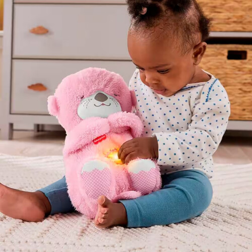 Fisher-Price Sleepy Otter Λούτρινο Παιχνίδι Βοηθητικό Ύπνου, με Απαλό Ανοιχτό Ροζ 1