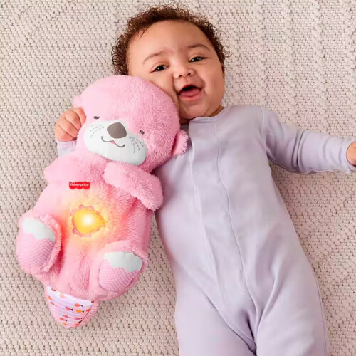 Fisher-Price Sleepy Otter Λούτρινο Παιχνίδι Βοηθητικό Ύπνου, με Απαλό Ανοιχτό Ροζ 2