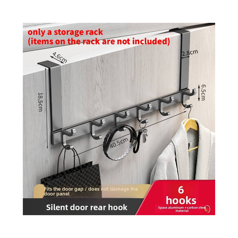 (6 Hooks) Space Door Aluminum Back Hanger With Heavy Load Capacity For Organization Home 694642731066