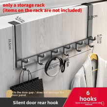 (5 Hooks) Space Door Aluminum Back Hanger With Heavy Load Capacity For Organization Home