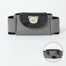 (Black Gray)Baby Kinderwagen Aufbewahrungslösung Tasche mit Bären Stickerei Design für den täglichen Gebrauch
