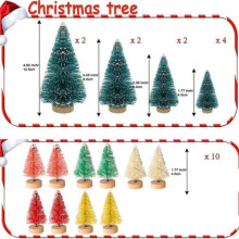 Weihnachtsdekoration – ZGEER – 20-teiliger künstlicher Weihnachtsbaum – Seide und Sisalholz – Grün – Für den Innenbereich