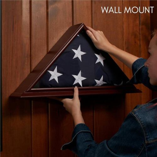 Flag Display Case , Solid Wood , Freestanding or Wall Mount 2