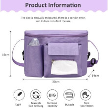 Kinderwagen-Aufbewahrungstasche, Kinderwagen-Organizer mit Flaschenhalter, Reisetasche mit verstellbaren Gurten (Lila)
