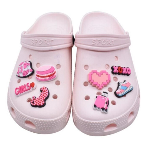 Schuhanhänger – 37 Stück – Rosa Ornamente – PVC